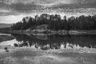 Canada-Ontario-Kenora District Black and white of clouds reflected in Middle Lake Art Print